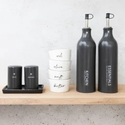 Bastion Collections Tablett Rechteckig Schwarz Matt