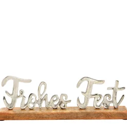 Dekoaufsteller Frohes Fest silberfarben