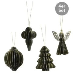 Dekohänger 4er Set dunkelgrün 6 cm