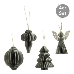 Dekohänger 4er Set graugrün 6 cm