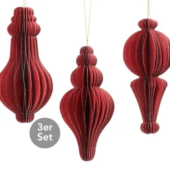 Dekohänger 3er Set rot 12 cm
