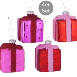 Dekohänger Geschenk 4er-Set pink-rot