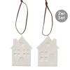Dekohänger Häuser 2er-Set weiß