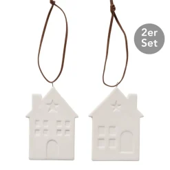 Dekohänger Häuser 2er-Set weiß