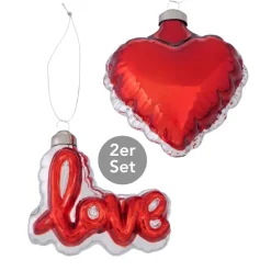 Dekohänger Liebe 2er-Set rot