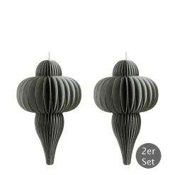 Dekohänger Tropfen graugrün 8 cm 2er-Set