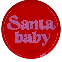 Dekotablett Santa baby rot