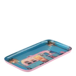 Dekotablett Wohnanhänger Blau 22 cm