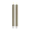 DELUXE LED Stabkerze Sandfarben 24 cm 2er-Set