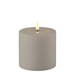 DELUXE LED Stumpenkerze Grau 10 x 10 cm Outdoor