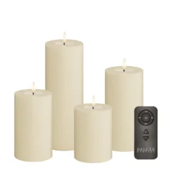 DELUXE LED Stumpenkerzen cremefarben 4er-Set