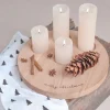 Eulenschnitt Adventskranz Kerzenbrett Merry Christmas