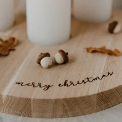 Eulenschnitt Adventskranz Kerzenbrett Merry Christmas