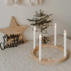 Eulenschnitt Adventskranz aus Eiche