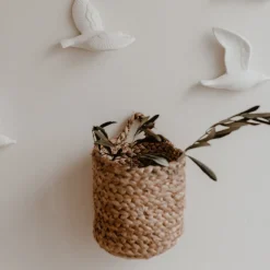 Eulenschnitt Aufbewahrungskorb aus Jute klein