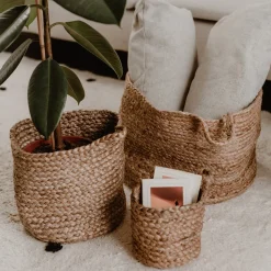 Eulenschnitt Aufbewahrungskorb aus Jute mittel