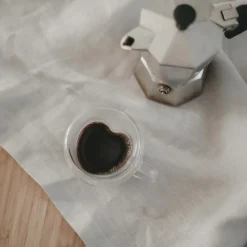Eulenschnitt doppelwandiges Espressoglas mit Henkel