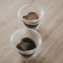 Eulenschnitt doppelwandiges Espressoglas mit Henkel