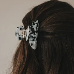 Eulenschnitt Haarspange groß Herz schwarz-weiß