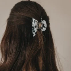 Eulenschnitt Haarspange groß Herz schwarz-weiß