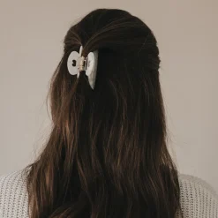 Eulenschnitt Haarspange groß Herz weiß