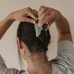 Eulenschnitt Haarspange groß Herz Jade