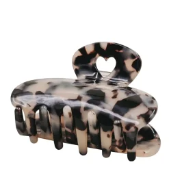 Eulenschnitt Haarspange groß Herz braun