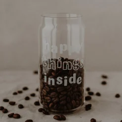 Eulenschnitt hohes Trinkglas Happy Things weiß