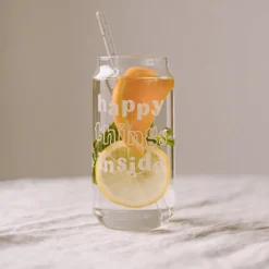 Eulenschnitt hohes Trinkglas Happy Things weiß