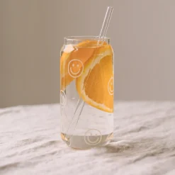 Eulenschnitt hohes Trinkglas Smileys weiß