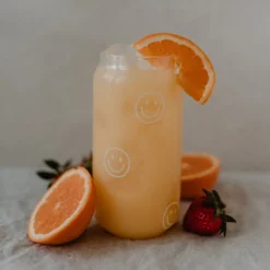 Eulenschnitt hohes Trinkglas Smileys weiß