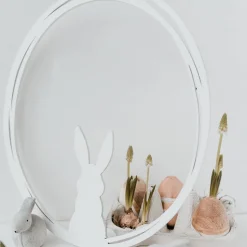 Eulenschnitt Holzkranz Hase weiß