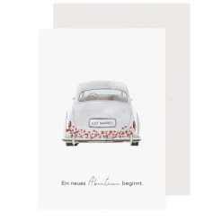 Eulenschnitt Klappkarte Hochzeitsauto