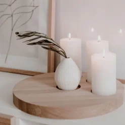 Eulenschnitt Rundes Kerzenbrett aus Eiche 32 cm