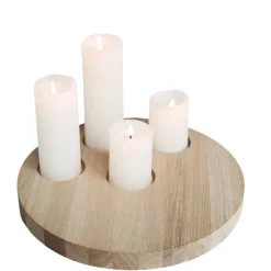 Eulenschnitt Rundes Kerzenbrett aus Eiche 32 cm