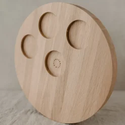 Eulenschnitt Rundes Kerzenbrett aus Eiche 32 cm