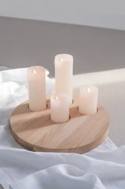 Eulenschnitt Rundes Kerzenbrett aus Eiche 32 cm