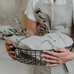 Eulenschnitt Sac a baguette aus Leinen naturfarben