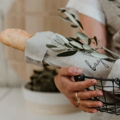 Eulenschnitt Sac a baguette aus Leinen naturfarben