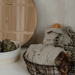 Eulenschnitt Sac a baguette aus Leinen naturfarben