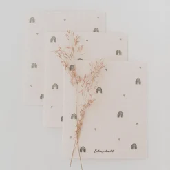 Eulenschnitt Schwammtücher Regenbogen 3er-Set weiß