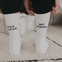 Eulenschnitt Socken weiß Mit Schuss 43-46