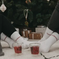 Eulenschnitt Socken weiß Team Glühwein 43-46