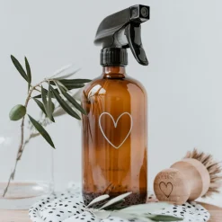 Eulenschnitt Sprühflasche aus braunem Glas Heart