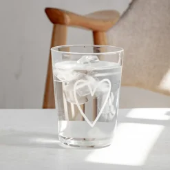 Eulenschnitt Trinkglas Herz weiß