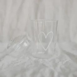 Eulenschnitt Trinkglas Herz weiß