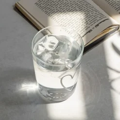 Eulenschnitt Trinkglas Herz weiß