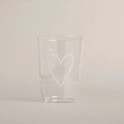 Eulenschnitt Trinkglas Herz weiß