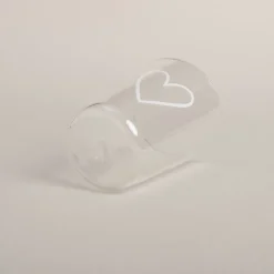 Eulenschnitt Trinkglas Herz weiß