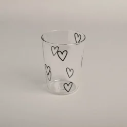 Eulenschnitt Trinkglas Herzen schwarz